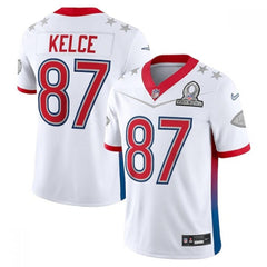 Men's Kansas City Chiefs #87 Travis Kelce 2022 White Pro Bowl Stitched Jersey 