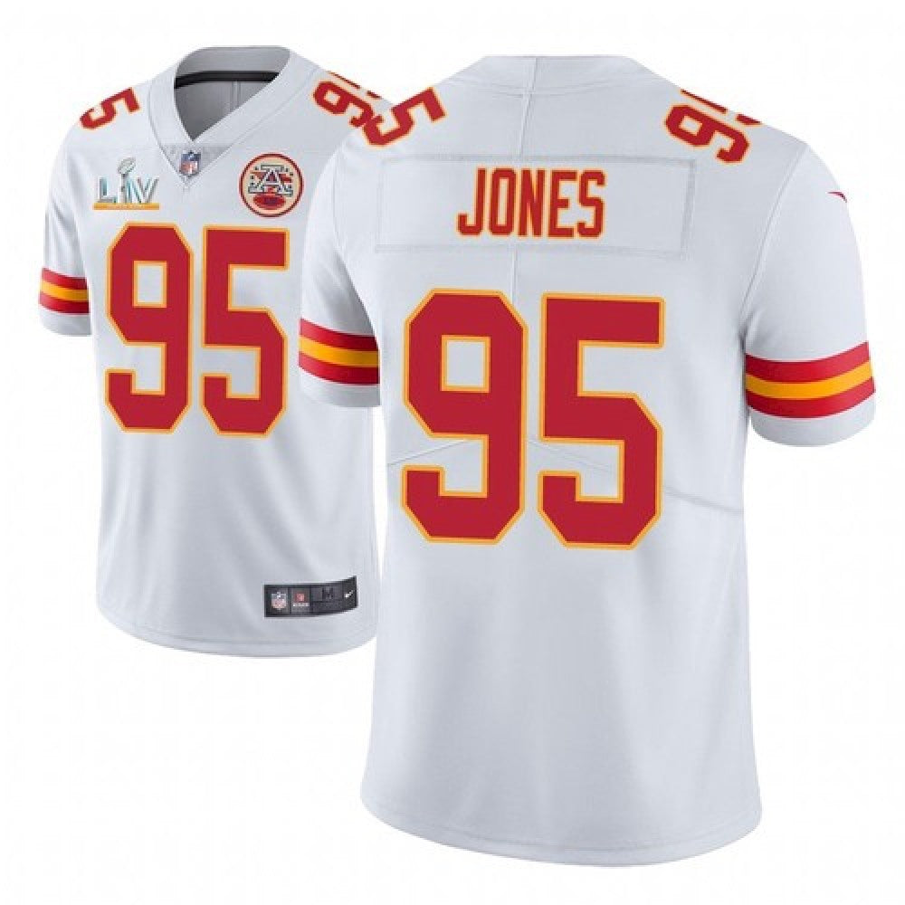 Men's Kansas City Chiefs #95 Chris Jones White 2021 Super Bowl LV Stitched NFL Jersey 