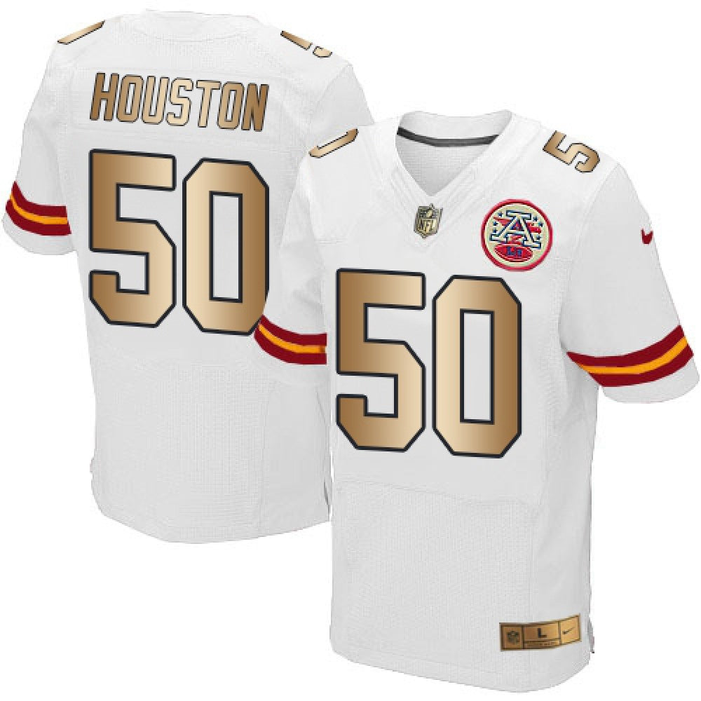 Chiefs #50 Justin Houston White Men's Stitched NFL Elite Gold Jersey 