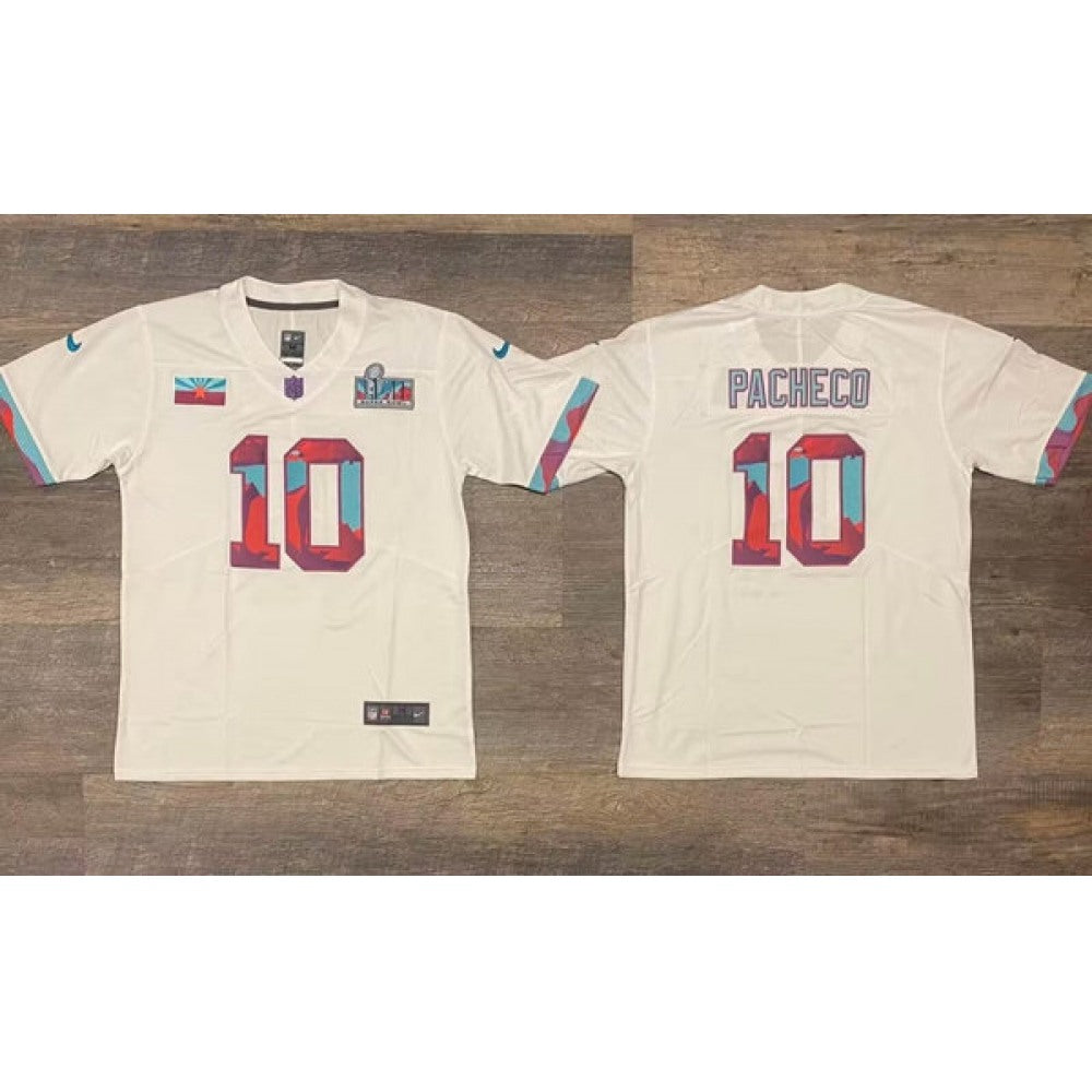 Men's Kansas City Chiefs #10 Isiah Pacheco White Super Bowl LVII Patch Vapor Untouchable Limited Stitched Jersey 