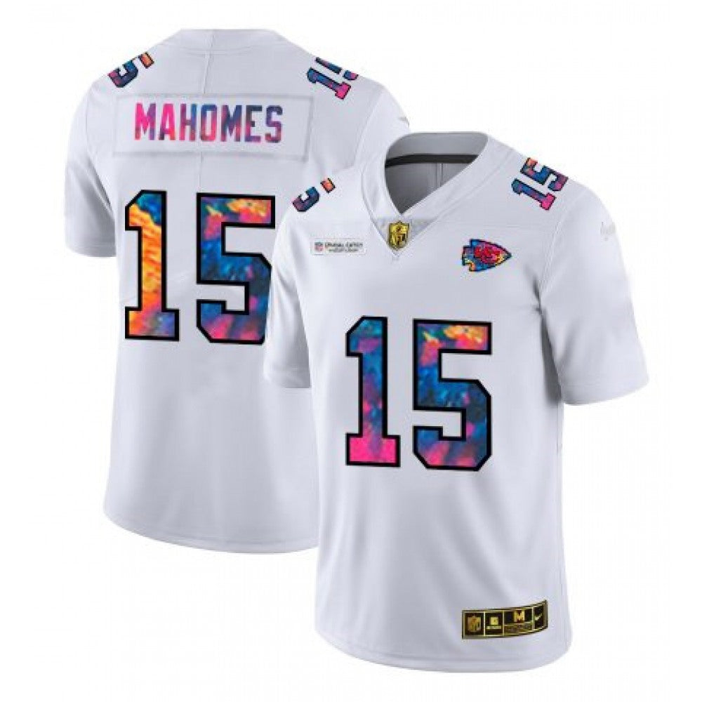 Men's Kansas City Chiefs #15 Patrick Mahomes 2020 White Crucial Catch Limited Stitched Jersey 
