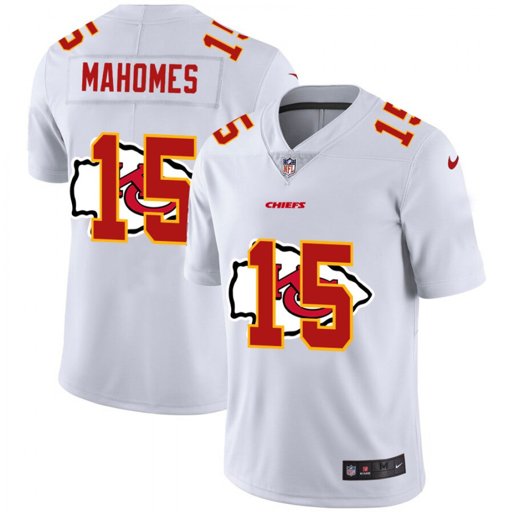 Men's Kansas City Chiefs #15 Patrick Mahomes White Shadow Logo Limited Stitched Jersey 