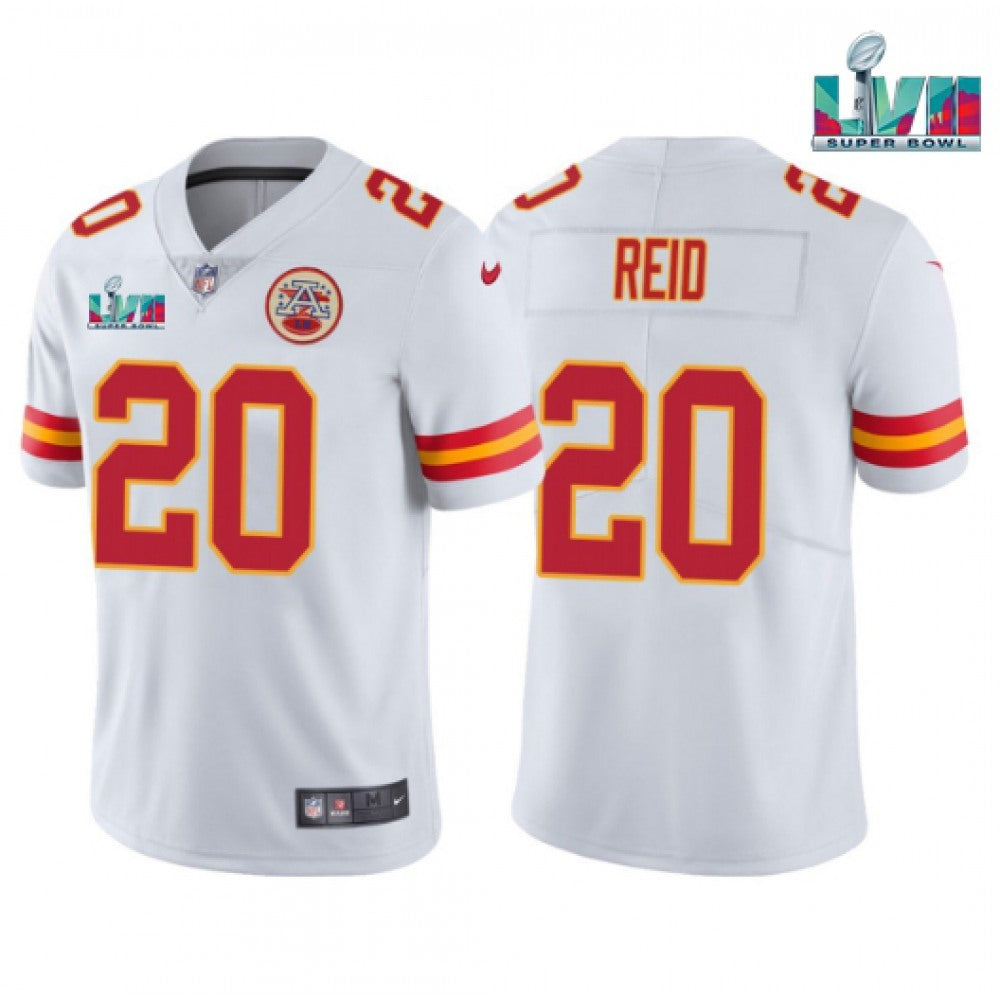 Men's Kansas City Chiefs #20 Justin Reid White Super Bowl LVII Patch Vapor Untouchable Limited Stitched Jersey 