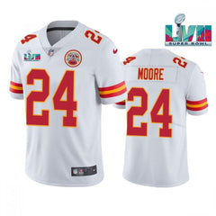 Men's Kansas City Chiefs #24 Skyy Moore White Super Bowl LVII Patch Vapor Untouchable Limited Stitched Jersey 