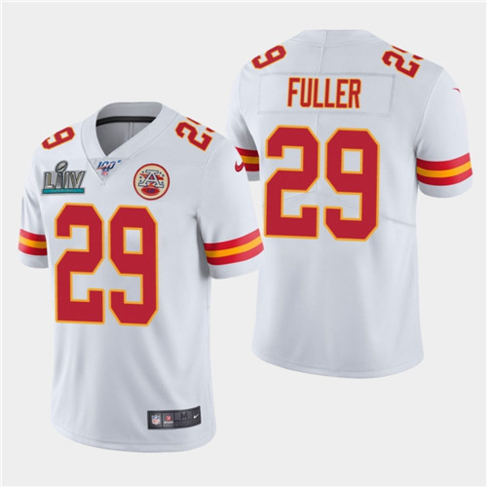 Men's Kansas City Chiefs #29 Kendall Fuller White Super Bowl LIV With 100th Season Patch Vapor Untouchable Limited Stitched NFL Jersey 