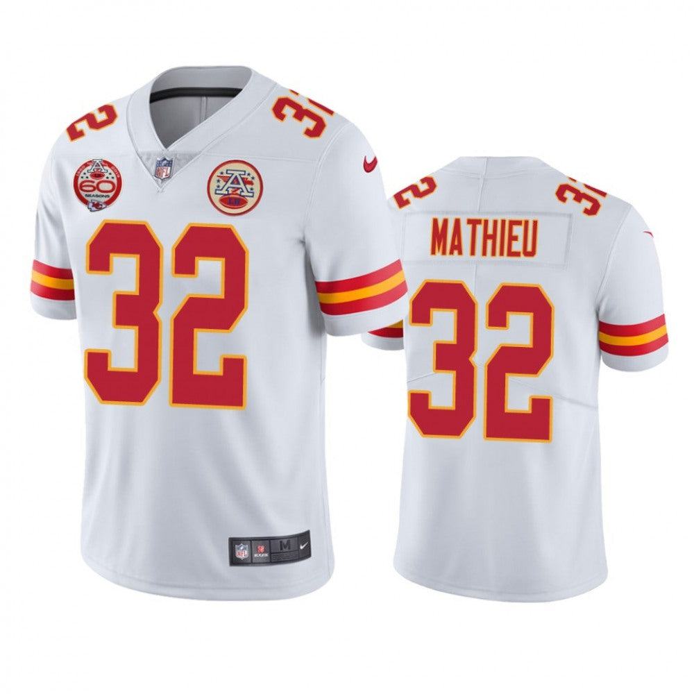 Men's Kansas City Chiefs #32 Tyrann Mathieu White 2019 60th Anniversary Limited Stitched NFL Jersey 