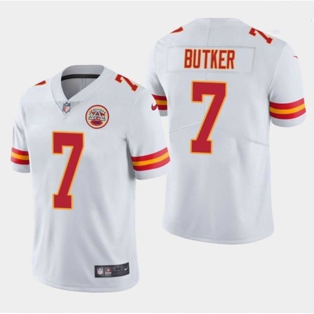 Men's Kansas City Chiefs #7 Harrison Butker White Vapor Untouchable Limited Stitched Jersey 