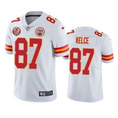 Men's Kansas City Chiefs #87 Travis Kelce White 2019 60th Anniversary Limited Stitched NFL Jersey 