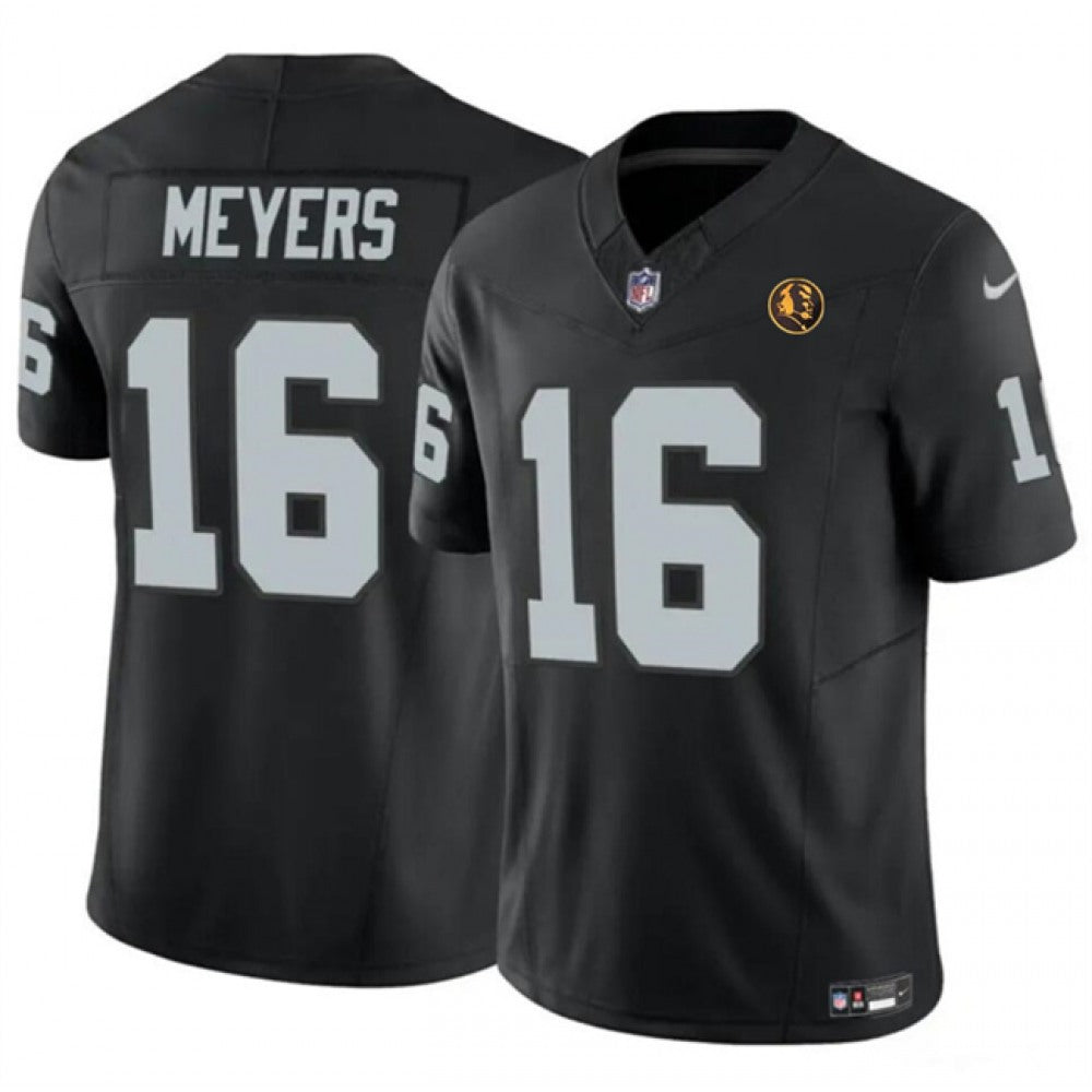 Men's Las Vegas Raiders #16 Jakobi Meyers Black 2023 F.U.S.E. With John Madden Patch Vapor Limited Stitched Football Jersey 