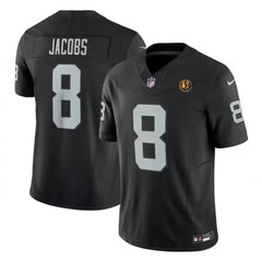 Men's Las Vegas Raiders #8 Josh Jacobs Black 2023 F.U.S.E. With John Madden Patch Vapor Limited Stitched Football Jersey 