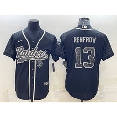 Men's Las Vegas Raiders #13 Hunter Renfrow Black Reflective With Patch Cool Base Stitched Baseball Jersey 