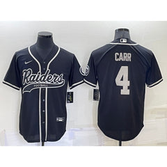 Men's Las Vegas Raiders #4 Derek Carr Black Cool Base Stitched Baseball Jersey 