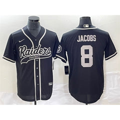 Men's Las Vegas Raiders #8 Josh Jacobs Black Cool Base Stitched Baseball Jersey 