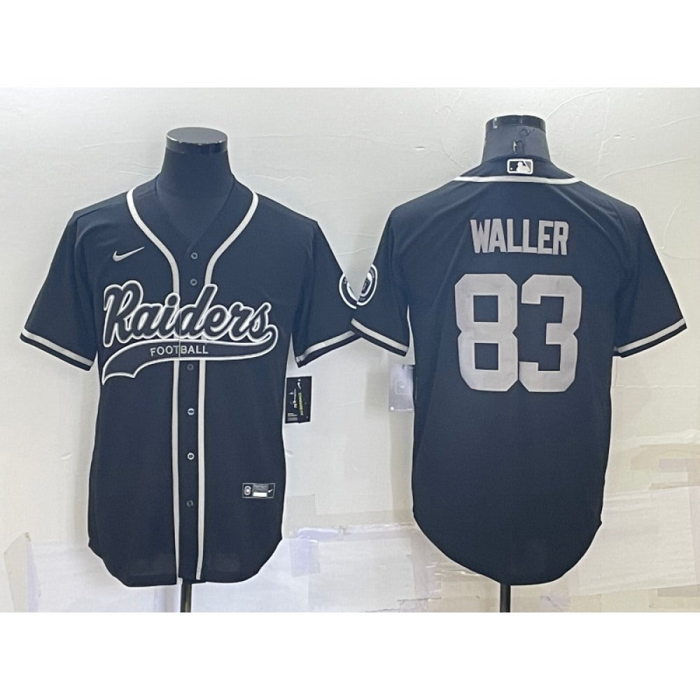 Men's Las Vegas Raiders #83 Darren Waller Black Cool Base Stitched Baseball Jersey 