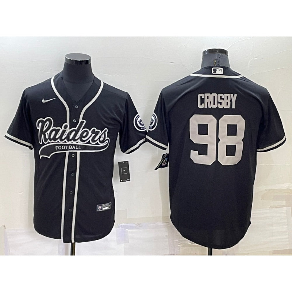 Men's Las Vegas Raiders #98 Maxx Crosby Black Cool Base Stitched Baseball Jersey 