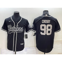 Men's Las Vegas Raiders #98 Maxx Crosby Black Cool Base Stitched Baseball Jersey 