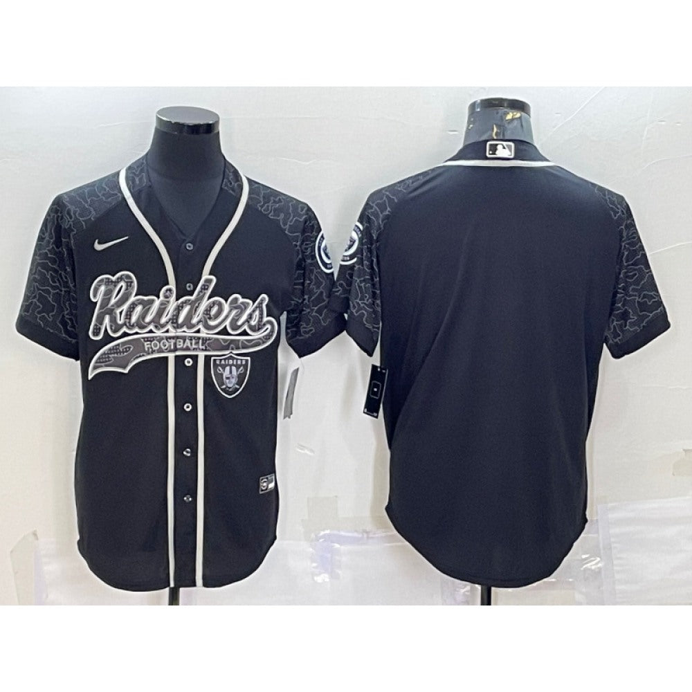 Men's Las Vegas Raiders Blank Black Reflective With Patch Cool Base Stitched Baseball Jersey 