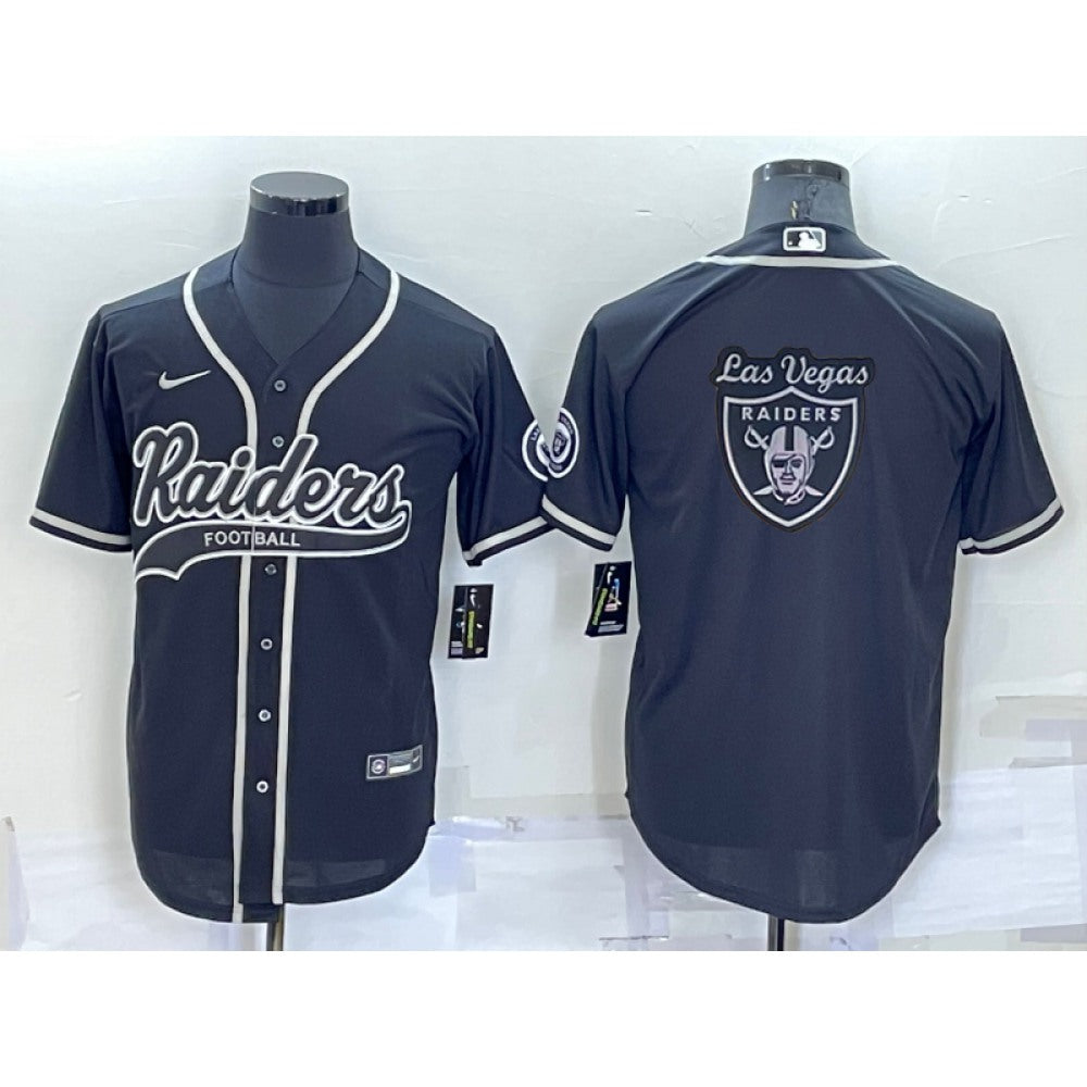 Men's Las Vegas Raiders Black Team Big Logo With Patch Cool Base Stitched Baseball Jersey 