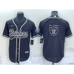 Men's Las Vegas Raiders Black Team Big Logo With Patch Cool Base Stitched Baseball Jersey 