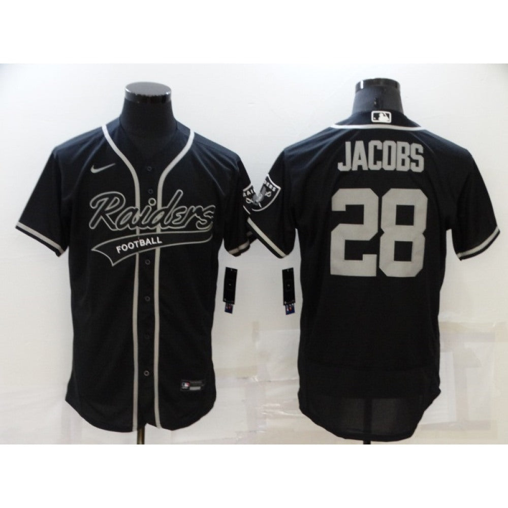 Men's Las Vegas Raiders #28 Josh Jacobs Black Flex Base Stitched Jersey 