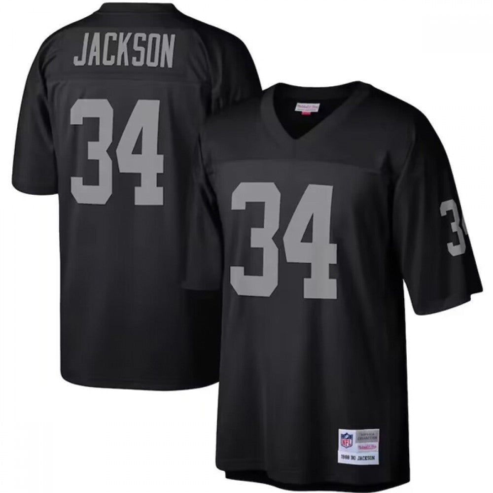 Men's Las Vegas Raiders #34 Bo Jackson Black Mitchell & Ness Stitched Football Jersey 