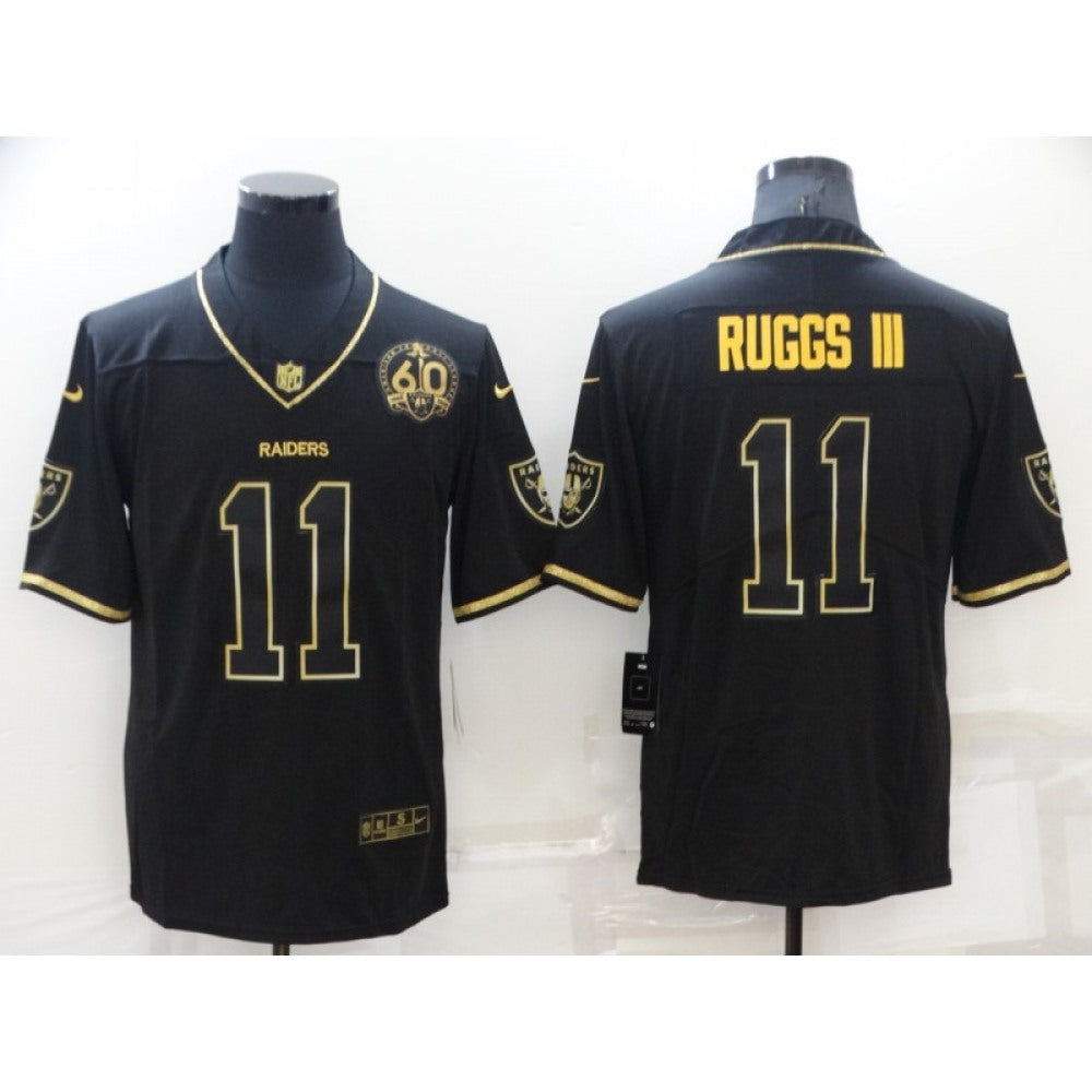 Men's Las Vegas Raiders #11 Henry Ruggs III Black/Gold With 60th Anniversary Patch Vapor Limited Stitched Jersey 