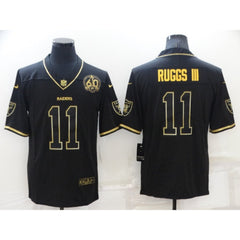 Men's Las Vegas Raiders #11 Henry Ruggs III Black/Gold With 60th Anniversary Patch Vapor Limited Stitched Jersey 