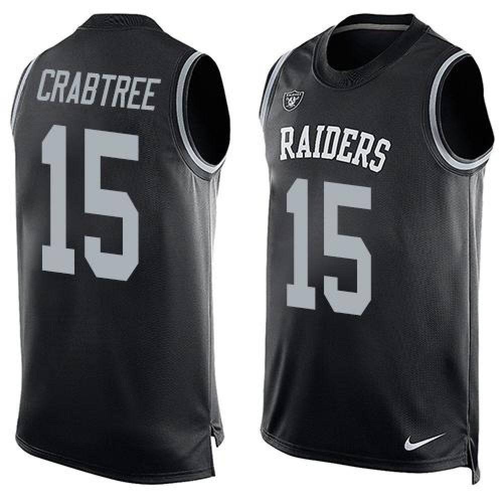 Raiders #15 Michael Crabtree Black Team Color Men's Stitched NFL Limited Tank Top Jersey 