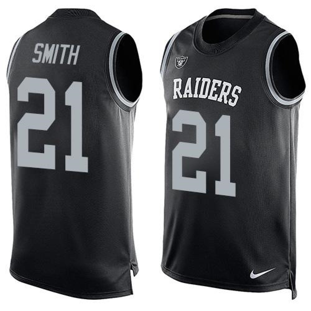 Raiders #21 Sean Smith Black Team Color Men's Stitched NFL Limited Tank Top Jersey 