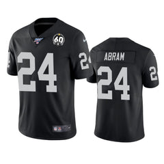 Men's Oakland Raiders #24 Johnathan Abram Black 100th Season with 60 Patch Vapor Limited Stitched NFL Jersey 
