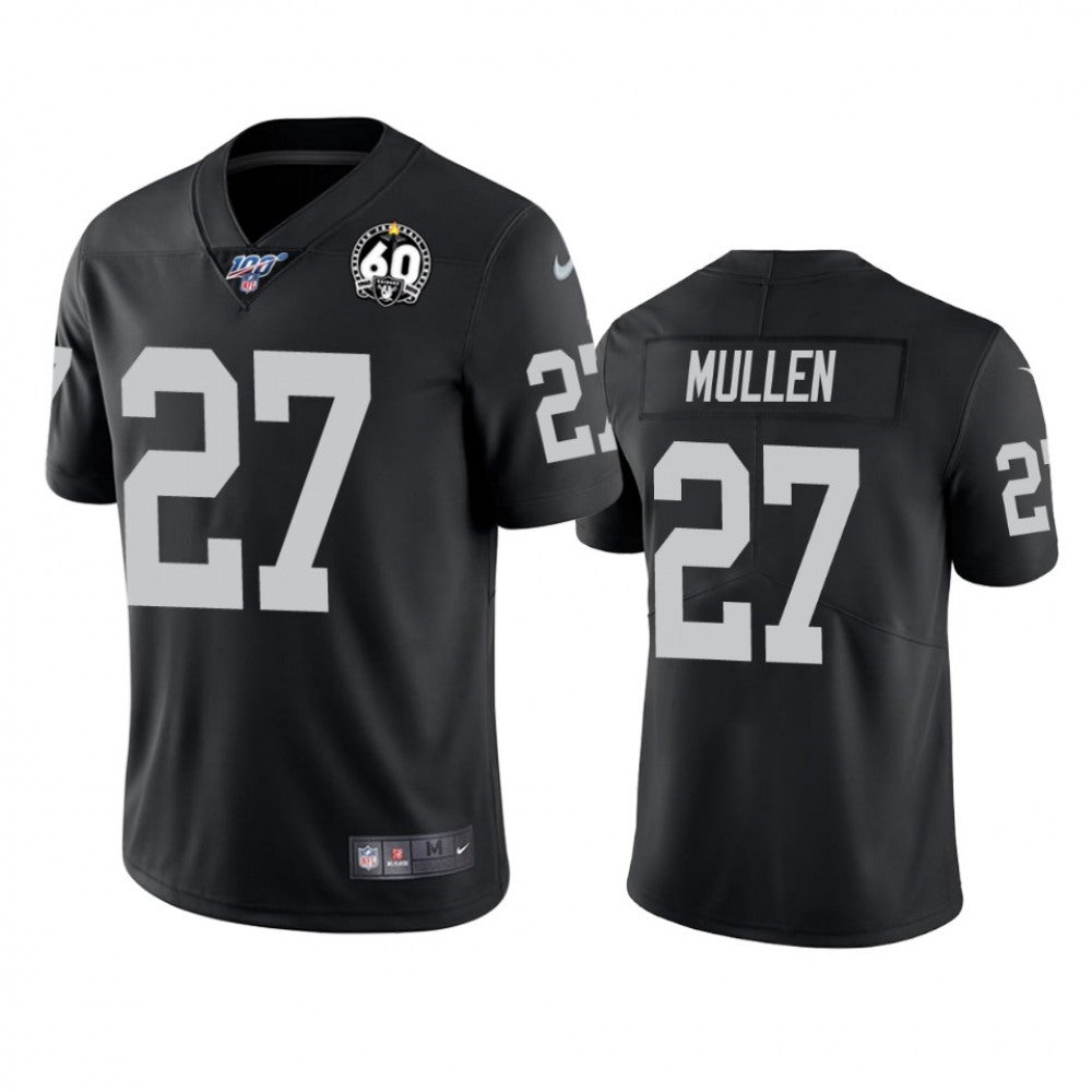 Men's Oakland Raiders #27 Trayvon Mullen Black 100th Season with 60 Patch Vapor Limited Stitched NFL Jersey 