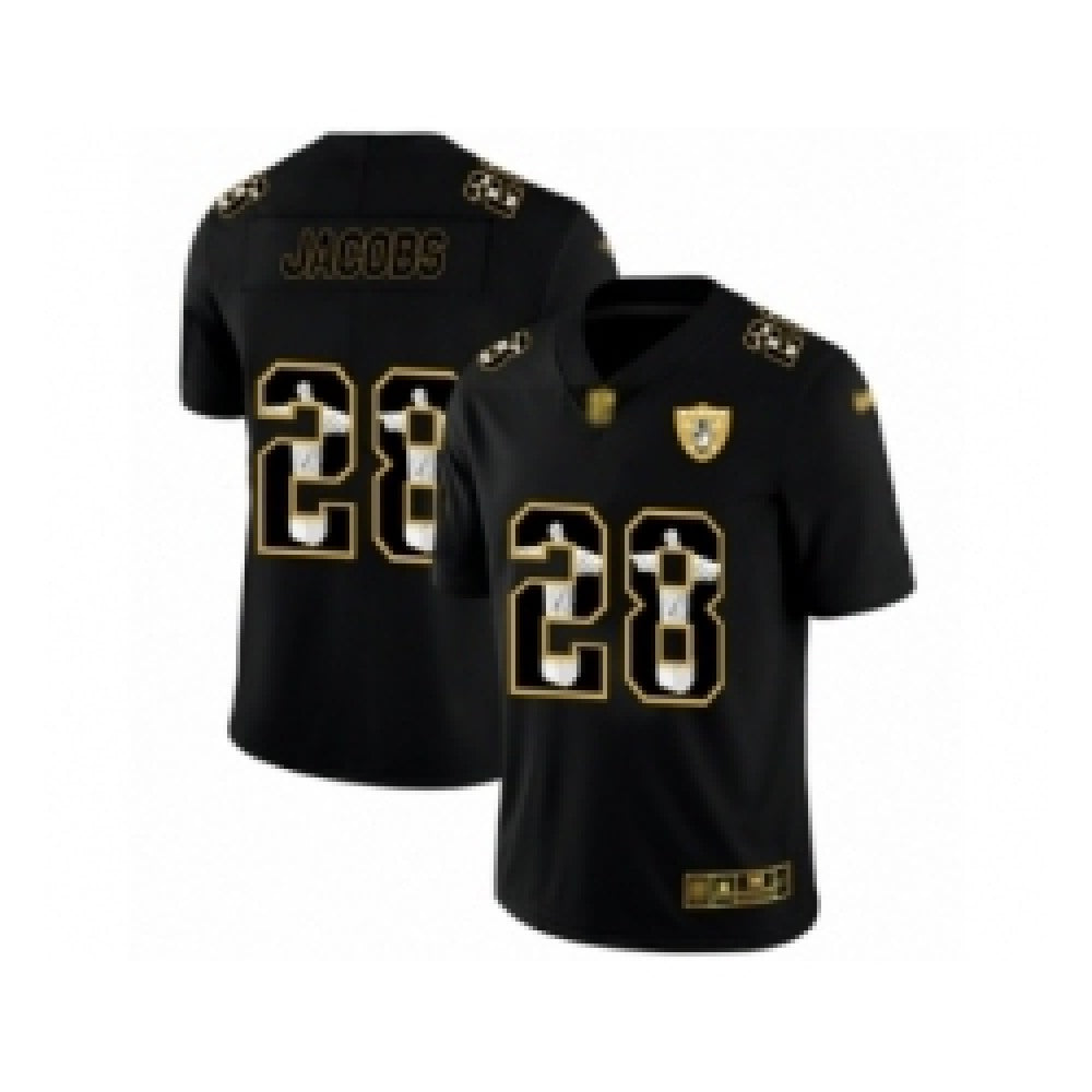 Men's Oakland Raiders #28 Josh Jacobs Black Jesus Faith Edition Limited Stitched Jersey 