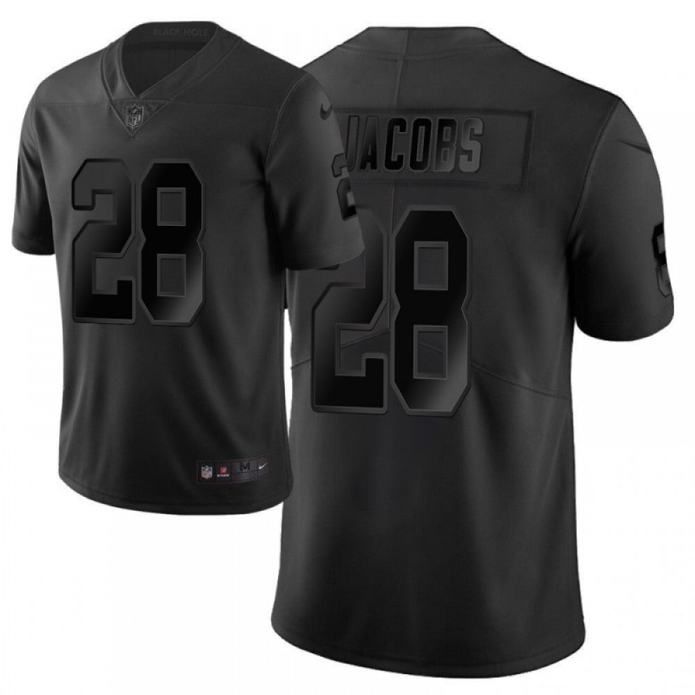 Men's Oakland Raiders #28 Josh Jacobs Black Vapor City Edition Limited Stitched NFL Jersey 