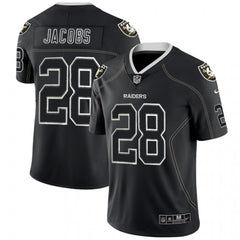 Men's Oakland Raiders #28 Josh Jacobs Black Lights Out Color Rush Limited Stitched NFL Jersey 