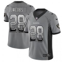 Men's Oakland Raiders #28 Josh Jacobs Black Drift Fashion Color Rush Limited Stitched NFL Jersey 