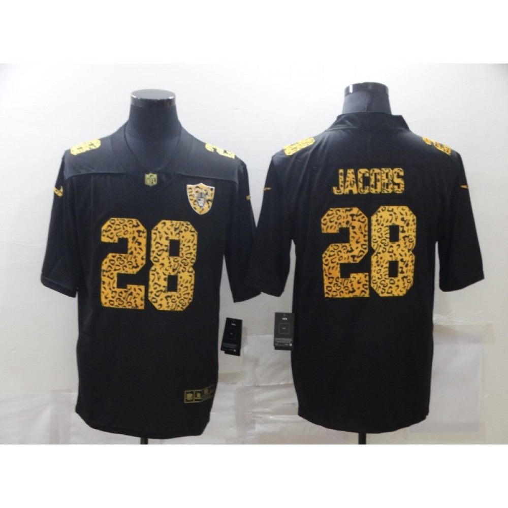 Men's Las Vegas Raiders #28 Josh Jacobs 2020 Black Leopard Print Fashion Limited Stitched Jersey 
