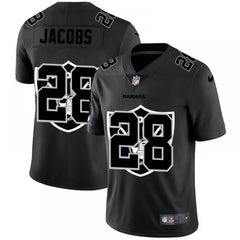 Men's Las Vegas Raiders #28 Josh Jacobs 2020 Black Shadow Logo Limited Stitched Jersey 