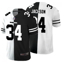 Men's Las Vegas Raiders #34 Bo Jackson Black & White Split Vapor Split Limited Stitched Jersey 