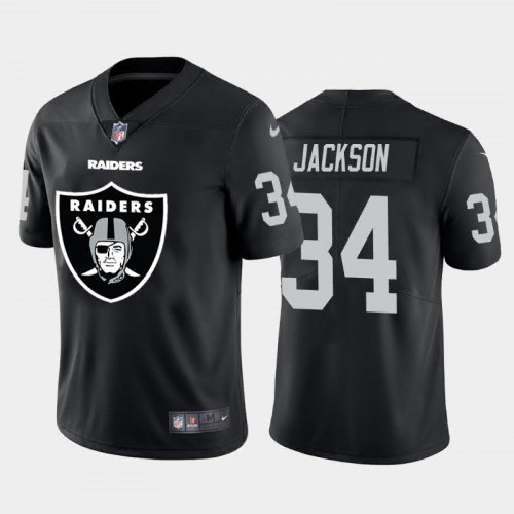 Men's Oakland Raiders #34 Bo Jackson Black 2020 Team Big Logo Limited Stitched Jersey 