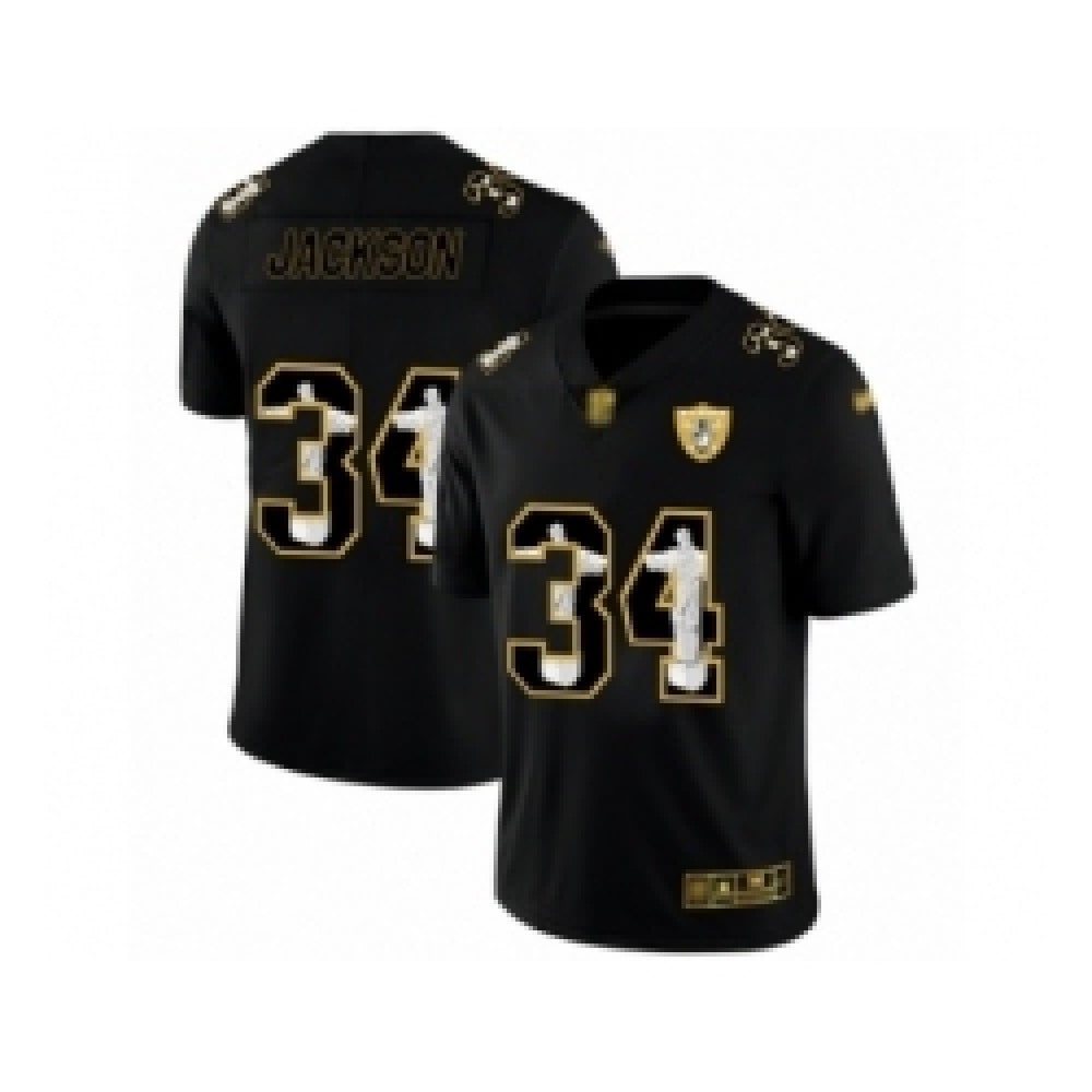 Men's Oakland Raiders #34 Bo Jackson Black Jesus Faith Edition Limited Stitched Jersey 