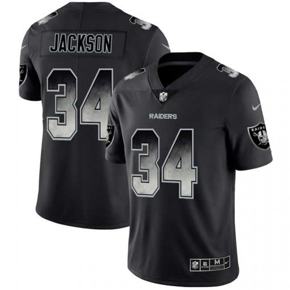 Men's Oakland Raiders #34 Bo Jackson Black 2019 Smoke Fashion Limited Stitched NFL Jersey 