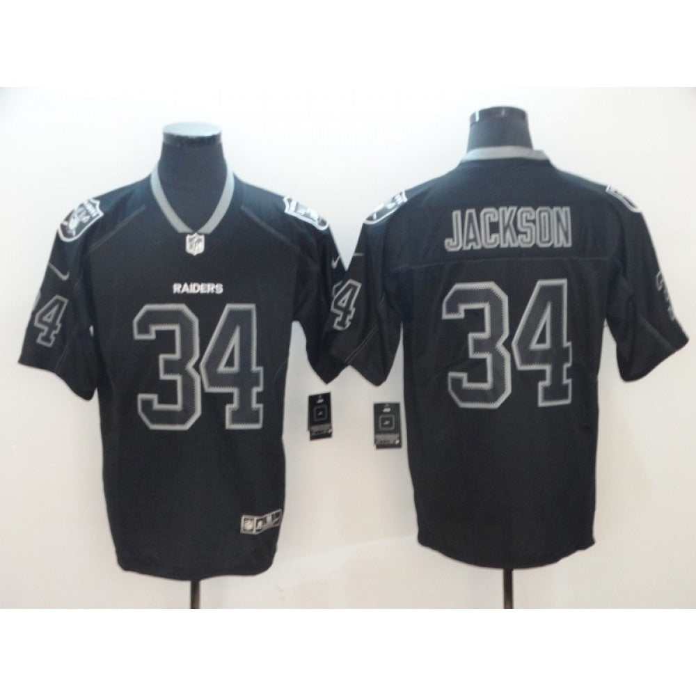Men's Oakland Raiders #34 Bo Jackson 2018 Black Lights Out Color Rush Limited NFL Stitched Jersey 