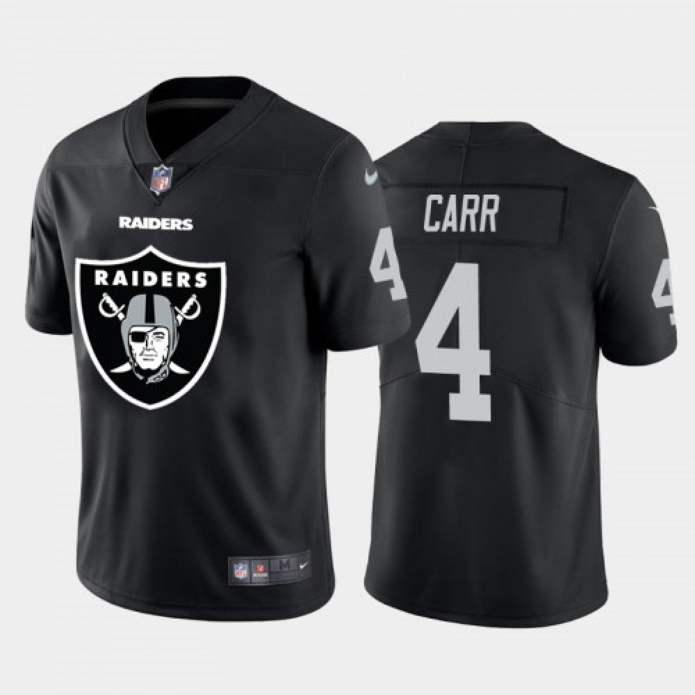 Men's Oakland Raiders #4 Derek Carr Black 2020 Team Big Logo Limited Stitched Jersey 