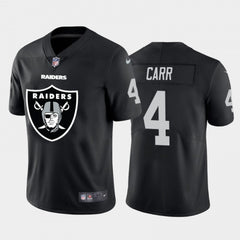 Men's Oakland Raiders #4 Derek Carr Black 2020 Team Big Logo Limited Stitched Jersey 