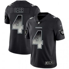 Men's Oakland Raiders #4 Derek Carr Black 2019 Smoke Fashion Limited Stitched NFL Jersey 