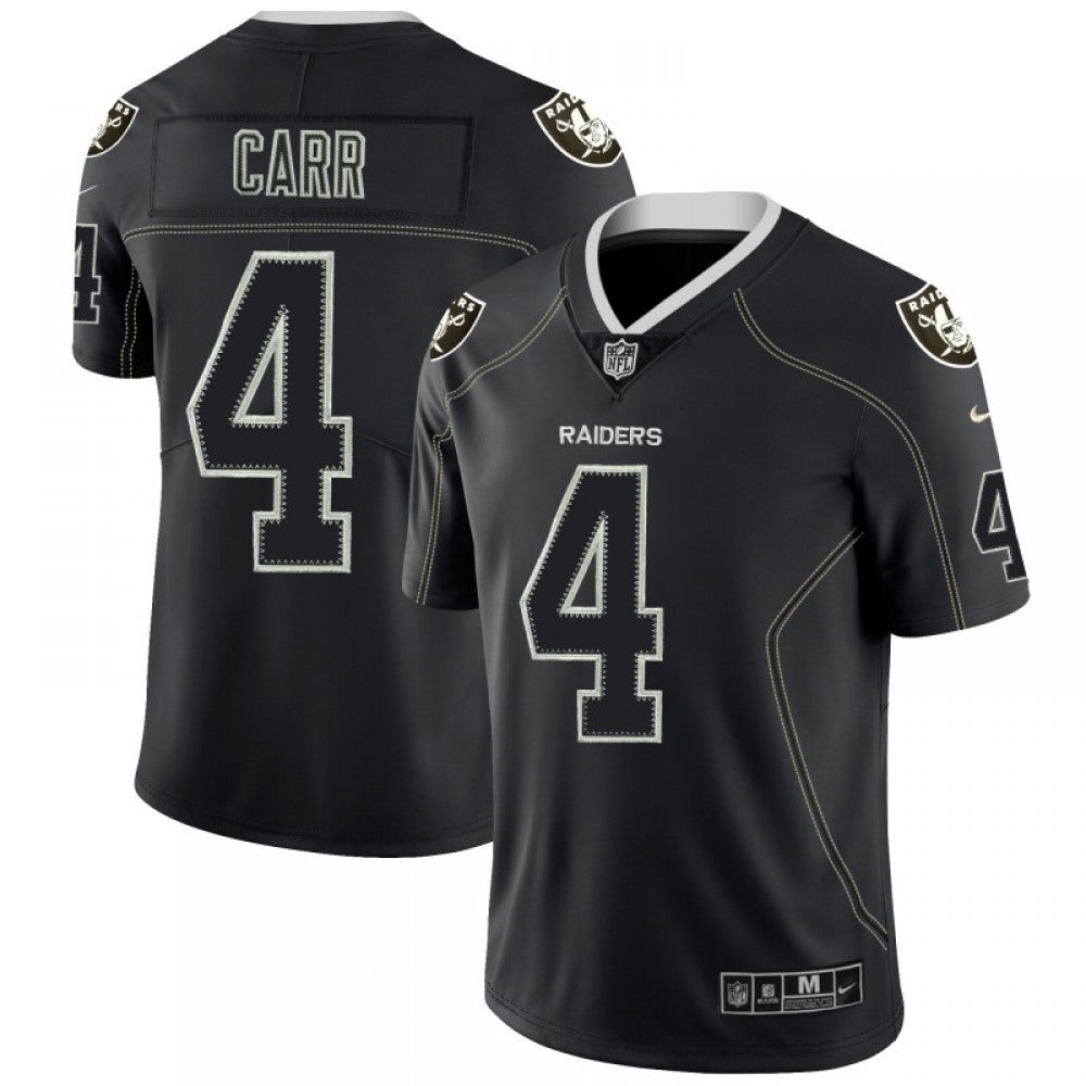Men's Oakland Raiders #4 Derek Carr NFL 2018 Lights Out Black Color Rush Limited Jersey 