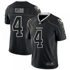 Men's Oakland Raiders #4 Derek Carr NFL 2018 Lights Out Black Color Rush Limited Jersey 