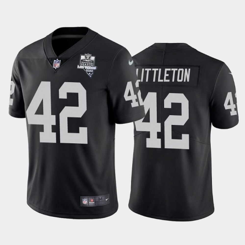Men's Las Vegas Raiders #42 Cory Littleton Black 2020 Inaugural Season Vapor Limited Stitched Jersey 