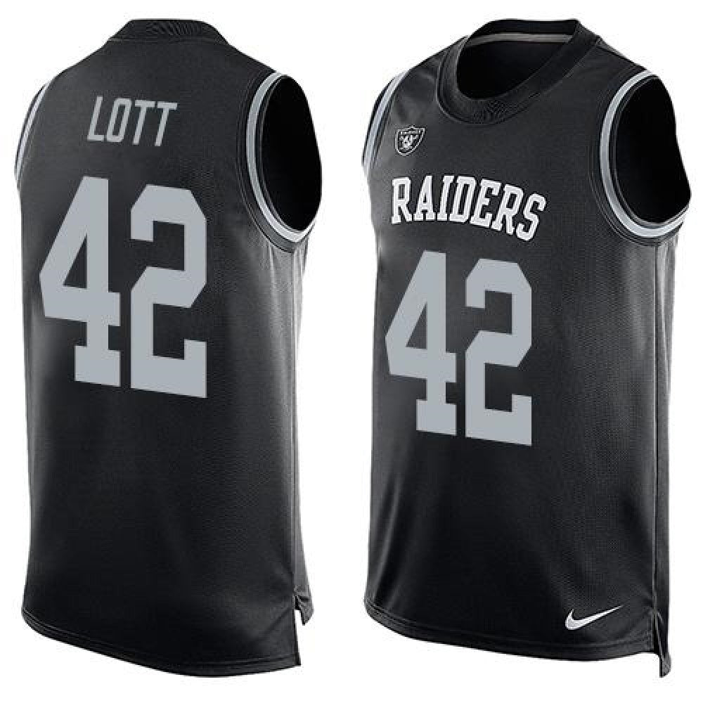 Raiders #42 Ronnie Lott Black Team Color Men's Stitched NFL Limited Tank Top Jersey 