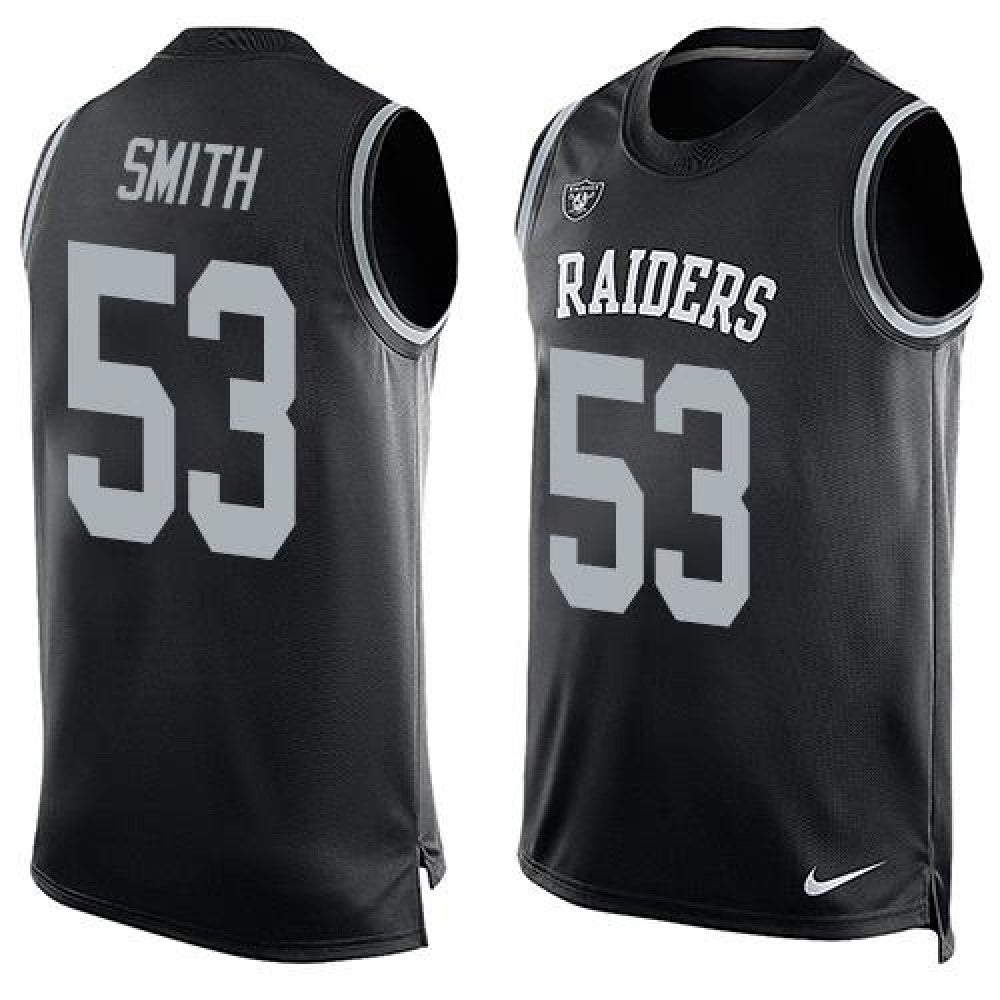 Raiders #53 Malcolm Smith Black Team Color Men's Stitched NFL Limited Tank Top Jersey 